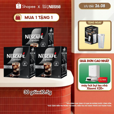Combo 3 Hộp Cà phê đen hòa tan NESCAFÉ Signature Hộp 10 gói ĐẬM ĐÀ TUYỆT HẢO