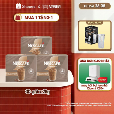 Combo 3 Hộp Cà phê sữa NESCAFÉ Signature Hộp 10 gói THƠM NỒNG VỊ ĐẬM