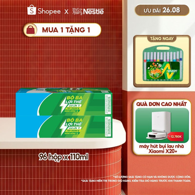 Combo 2 Thùng Sữa lúa mạch Nestle MILO ít đường (48 Hộp x 110ml)