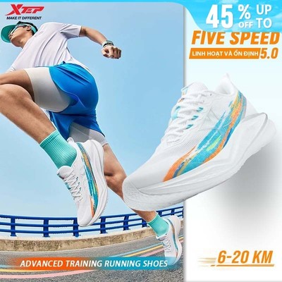 XTEP Five Speed 5.0 | Giày chạy bộ nam thoáng khí mùa hè,Miếng đệm hỗ trợ bắn ra TPU Hỗ trợ vòm bàn chân,=