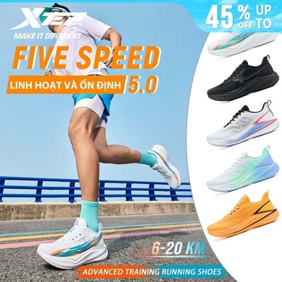XTEP Five speed 5.0丨Giày chạy bộ nam chuyên nghiệp giảm chấn đàn hồi, giày chạy chậm mùa hè nhẹ và thoải mái