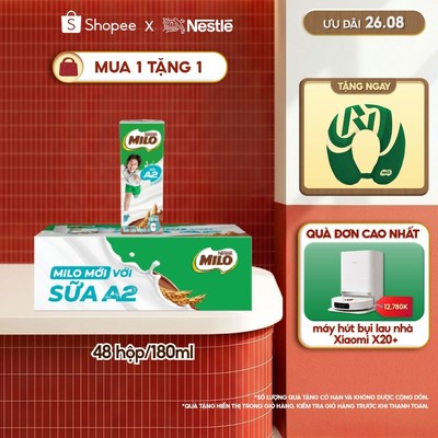 [Live] Sữa Lúa Mạch Nestle MILO với sữa A2 MỚI thùng 12 x 180ml (12x4x180ml)