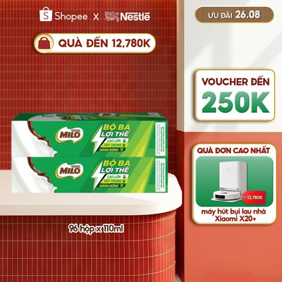 Combo 2 Sữa lúa mạch Nestlé® MILO® thùng 12 x 110ml (12x4x110ml)