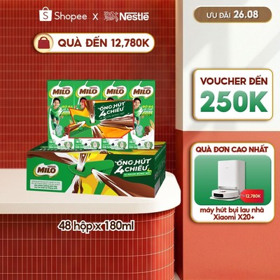 [Live][Phiên bản ống hút 4 chiều] Sữa lúa mạch Nestlé MILO thùng 12 x 180ml (12x4x180ml)