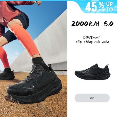 XTEP 2000km 5.0 giày đen nam Giày Chạy Bộ Giày chạy marathon Chịu lực, chống mài mòn, chống trượt Men's sports shoes
