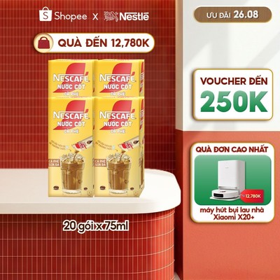COMBO 4 HỘP NƯỚC CỐT CÀ PHÊ NESCAFÉ - CÀ PHÊ SỮA ĐÁ (hộp 5 gói x 75 ml)