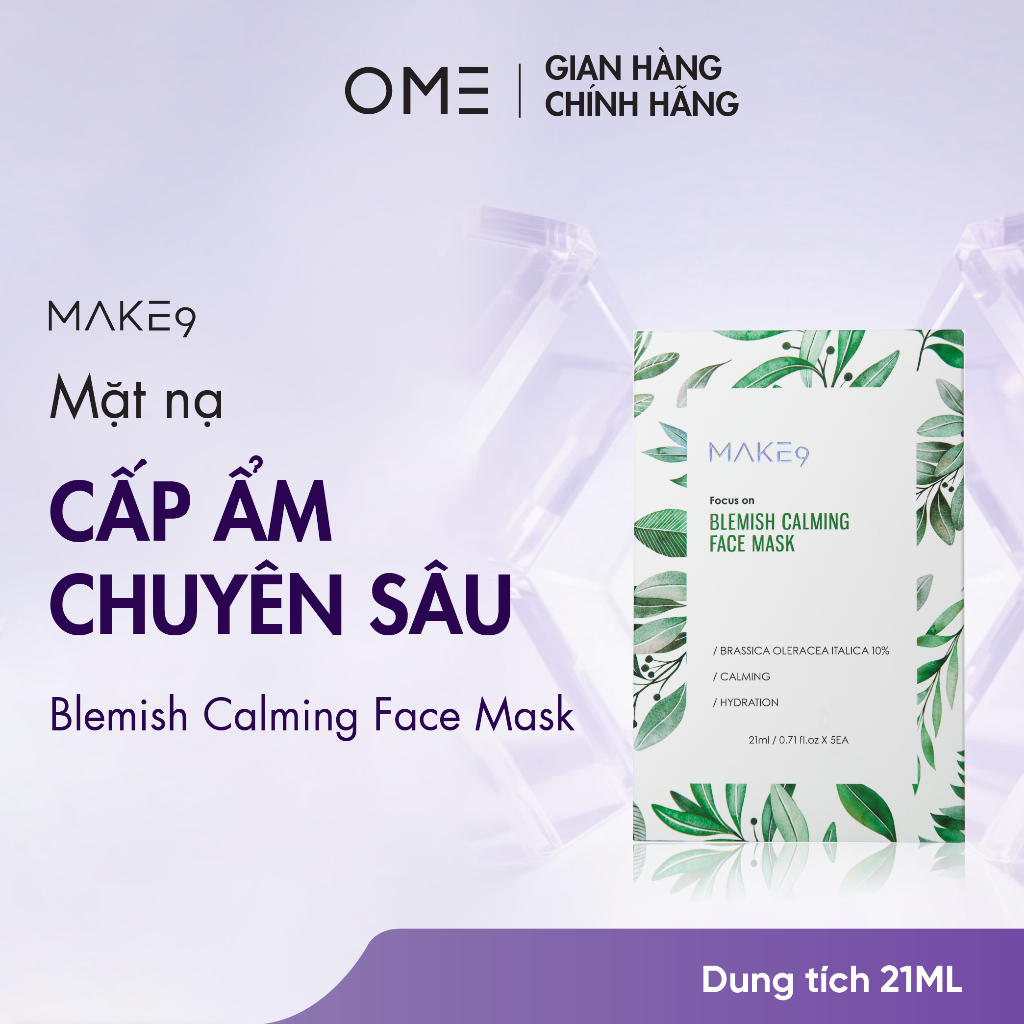 Mặt Nạ Giấy Dưỡng Trắng Cấp Ẩm Làm Dịu Da Blemish Calming Face Mask Make9