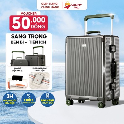 Vali khung nhôm du lịch SUNNY MIRA - vali size 29/25/21 inch xách tay/kí gửi chắc chắn nhựa PC