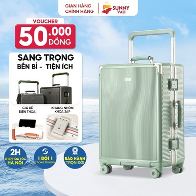 Vali SUNNY MIRA khung nhôm nhựa PC chống vỡ chắc chắn xách tay/kí gửi 21/25/29 inch