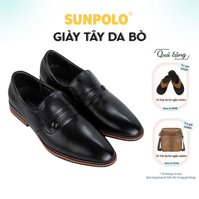 [ Xả kho ] Giày tây nam Da bò cao cấp SUNPOLO giày đi làm, công sở đế cao 3cm SPH428