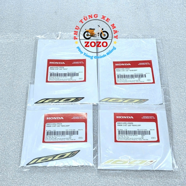 Mark Chữ 160, Tem chữ 160 SH 2020+ - 86833-K0S-V90ZA/ 86833-K0S-V90ZB/ 86833-K0S-V90ZC/ 86833-K0S-V9