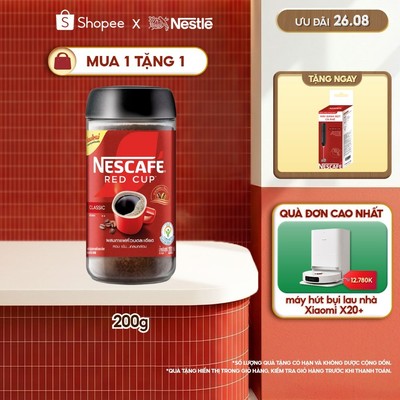 [Tặng Máy đánh bọt] Cà phê hòa tan kết hợp cà phê rang xay NESCAFÉ RED CUP Tinh chất từ cà phê nguyên chất Hũ 200g