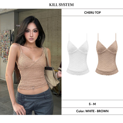 Áo hai dây ren ôm body tôn dáng CHERU - 𝐊𝐈𝐋𝐋 𝐒𝐘𝐒𝐓𝐄𝐌