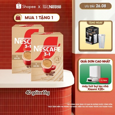Combo 2 Hộp Cà phê hòa tan NESCAFÉ 3IN1 VỊ KEM SỮA 20 gói ĐẬM VỊ SỮA, CHUẨN CÀ PHÊ