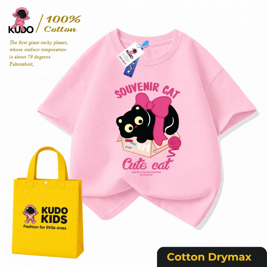 Áo Thun Bé Gái Mẫu Mèo 2026 Dễ Thương Kudo Kids – Cotton,Co Giãn Mặc Đi Học Đi Chơi, Từ 9-45kg