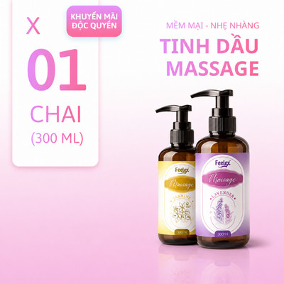 Tinh dầu massage body Feelex thư giãn giảm stress dưỡng ẩm, không bết dính dễ dàng rửa sạch - 300ml