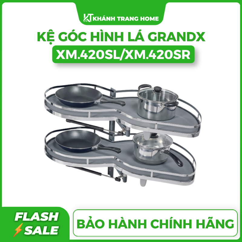 Kệ góc liên hoàn hình lá GrandX XM.420SL/XM.420SR đáy khay lót thảm chống trượt - Khánh Trang Home