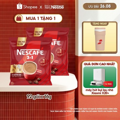 [CÔNG THỨC CẢI TIẾN] Combo 2 Bịch Cà phê Hòa tan NESCAFÉ VỊ NGUYÊN BẢN 46 gói - Đậm thơm hài hòa