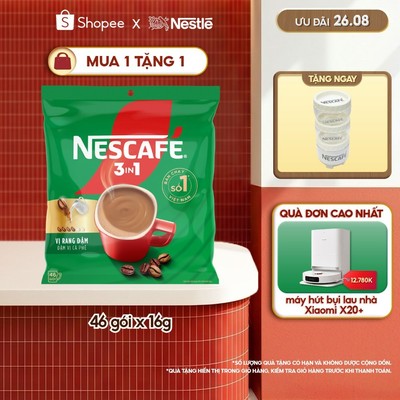 [Tặng Bộ 3 hũ đựng gia vị] Cà phê Hòa tan NESCAFÉ VỊ RANG ĐẬM 46 gói Đậm Thơm Hoàn Hảo