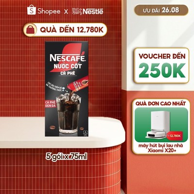 Nước cốt cà phê NESCAFÉ - CÀ PHÊ ĐEN ĐÁ (Hộp 5 gói x 75ml)