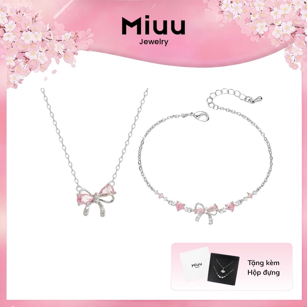 Vòng cổ và vòng tay nữ Miuu Jewelry, bộ trang sức cho nữ Pink n Rose