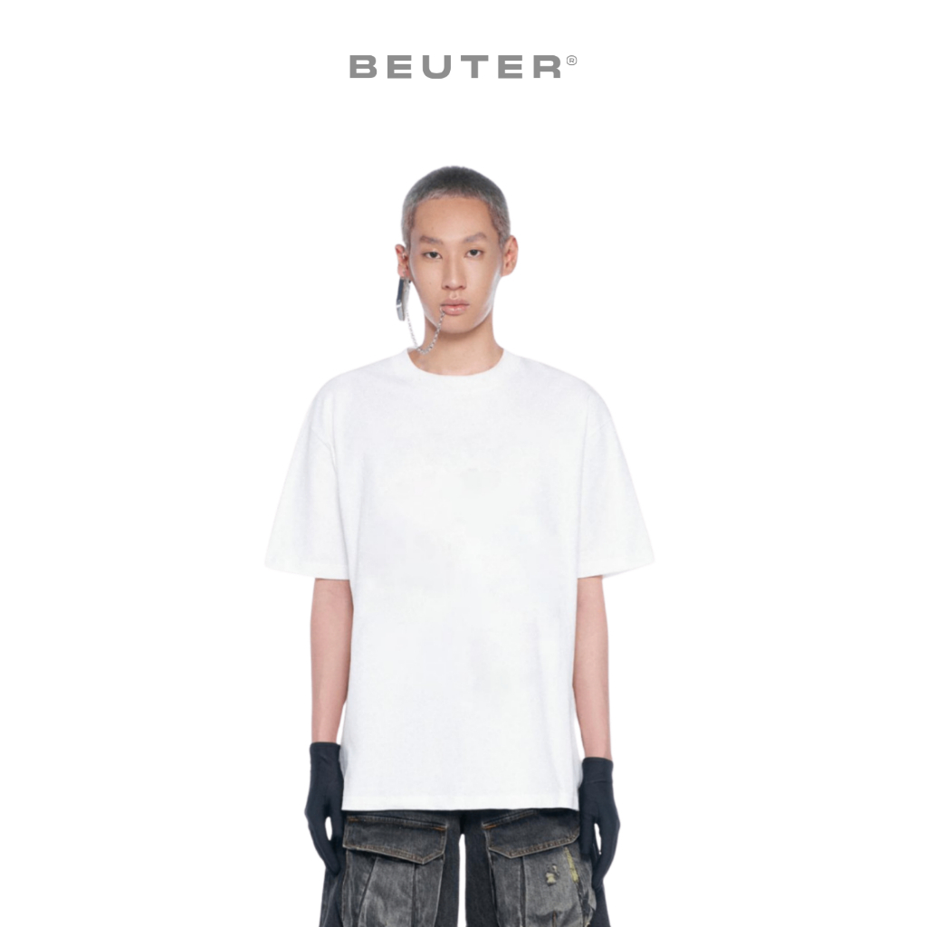 BEUTER Áo Thun Trơn Ngắn Tay Unisex Classic T-shirt 100% Cotton 230GSM Form Classic Fit Màu Trắng Dày Dặn Thoáng Khí