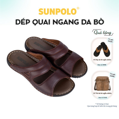 Dép Nam Quai Ngang Da Bò SUNPOLO DQN024