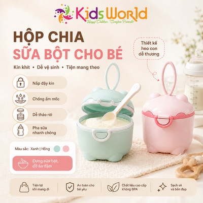 Hộp đựng sữa bột cho bé KidsWorld hộp trữ sữa bột tiện lợi cho bé khi đi du lịch đi chơi