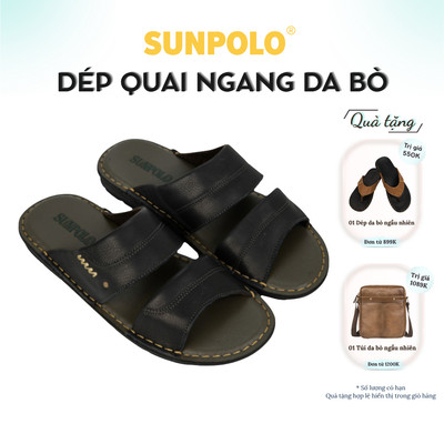 Dép quai ngang nam da bò cao cấp SUNPOLO AQN029