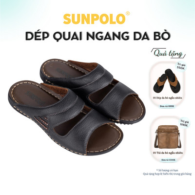 Dép Nam Quai Ngang Da Bò SUNPOLO DQN024