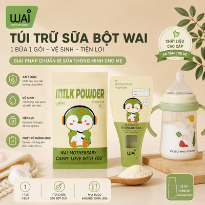 Túi Đựng sữa bột Wai, Túi trữ sữa bột KidsWorld 30 túi 1 Hộp giúp cho Mẹ chia sữa cho bé dễ dàng