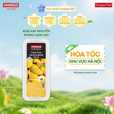[CHỈ GIAO HÀ NỘI] Xoài Xay Nhuyễn Đông Lạnh - Không chất bảo quản - ANDROS Frozen Puree - 1 KG
