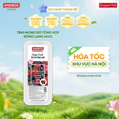 [CHỈ GIAO HÀ NỘI] Trái Mọng Đỏ Tổng Hợp Đông Lạnh - Không chất bảo quản - Trái cây đông lạnh ANDROS IQF - 600g