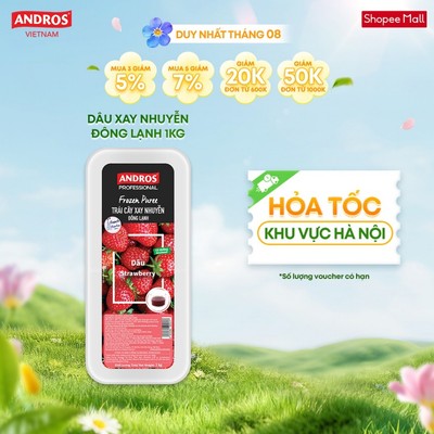 [CHỈ GIAO HÀ NỘI] Dâu Xay Nhuyễn Đông Lạnh - Không chất bảo quản - ANDROS Frozen Puree - 1 KG