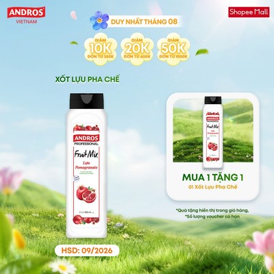 [DATE 09/2026] Xốt Lựu Pha Chế - Làm Từ Trái Cây Thật - Nguyên liệu pha chế - ANDROS FRUIT MIX - 820ml