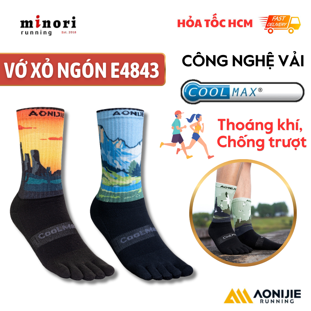 Vớ thể thao Xỏ Ngón Aonijie E4843 Cổ CaoCoolmax ThoángKhí Mềm Mại Nén Đàn Hồi  Minori Store