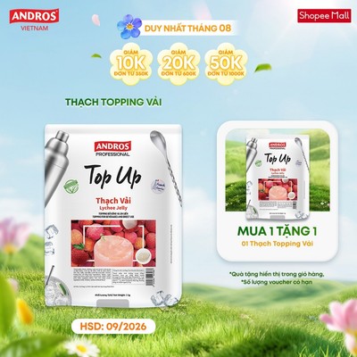 [DATE 10/2026] Thạch Topping Vải - Không Chất Bảo Quản - ANDROS TOP UP - Nguyên liệu pha chế - 1 KG