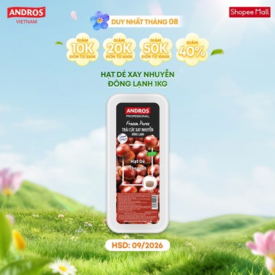 [DATE 09/2026] - [CHỈ GIAO HCM] - Hạt Dẻ Xay Nhuyễn Đông Lạnh - Không chất bảo quản - ANDROS Frozen Puree - 1 KG