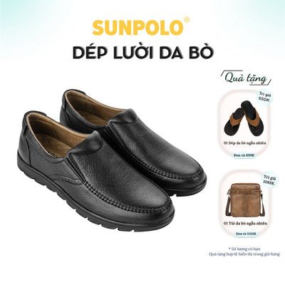 [Tặng vớ] Giày lười nam Da bò cao cấp SUNPOLO giày đi làm dự tiệc MU1732