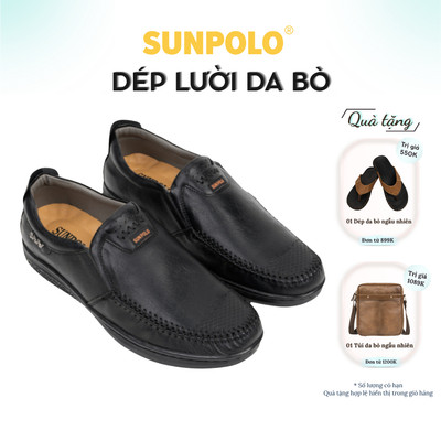 Giày lười nam Da bò cao cấp SUNPOLO đi làm công sở, đi chơi LMS266