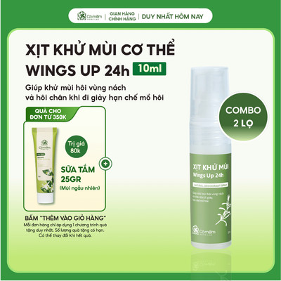 Combo 2 Xịt Khử Mùi Wings Up 24h Khử Mùi Hôi Nách Hôi Chân Giảm Tiết Mồ Hôi Và Ngăn Ngừa Vi Khuẩn Gây Mùi Cỏ Mềm 10ml