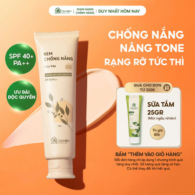 Kem Chống Nắng Nâng Tone Mịn Đẹp Thấm Nhanh Cho Mọi Loại Da Hây Hây SPF 40, PA ++ Cỏ Mềm 60g