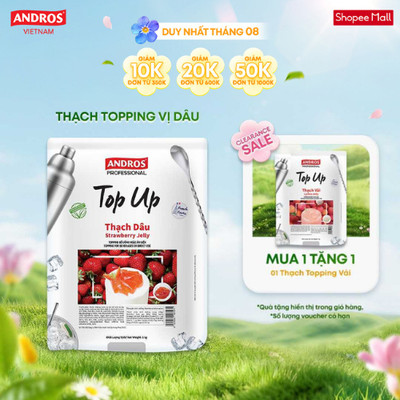 Thạch Topping Dâu - Không Chất Bảo Quản - ANDROS TOP UP - Nguyên liệu pha chế - 1 KG