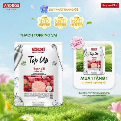 Thạch Topping Vải - Không Chất Bảo Quản - ANDROS TOP UP - Nguyên liệu pha chế - 1 KG