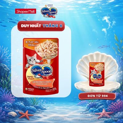 [V] Combo 4 Thức ăn ướt cho mèo Silver Spoon dạng sốt/dạng thạch 60g/gói (nhiều vị)