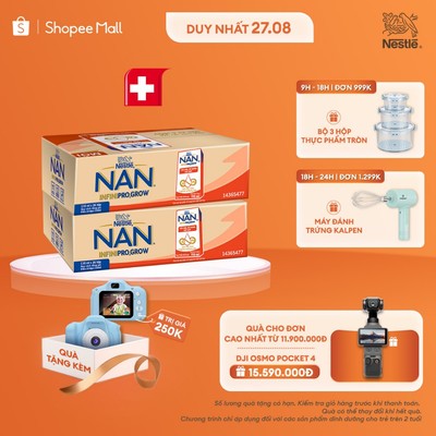 [Tặng Máy chụp ảnh]Combo 2 Thùng 36 hộp sữa pha sẵn Nestle NAN INFINIPRO GROW A2&HMO hỗ trợ tiêu hóa,đề kháng(4x110ml)
