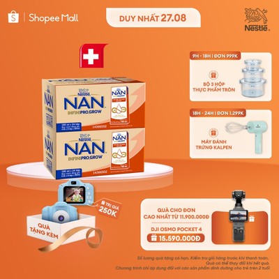 [Tặng Máy chụp ảnh] Combo 2 Thùng 24 hộp sữa pha sẵn Nestle NAN INFINIPRO GROW A2&HMO hỗ trợ tiêu hóa,đề kháng(4x180ml)