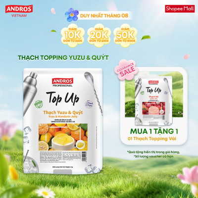 Thạch Topping Yuzu & Quýt - Không Chất Bảo Quản - ANDROS TOP UP - Nguyên liệu pha chế - 1KG