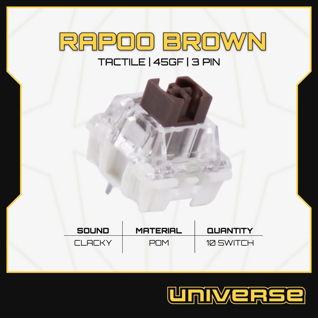​10 Switch Rapoo Brown Stem Box Switch Tactile 50g 3 Pin POM Công Tắc Bàn Phím Cơ Bàn Phím Universe