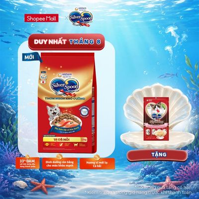 [V] Combo 2 Thức ăn hạt cho mèo trong nhà Silver Spoon - Vị thịt gà & thịt cừu / Cá Hồi 1kg